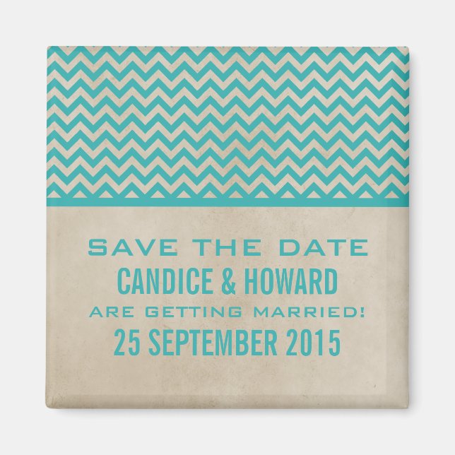 Teal Chic Chevron Save-the-Date-Magnet Magnet (Vorne)