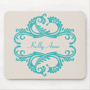 Teal Chic Damast-Mausepad Mousepad