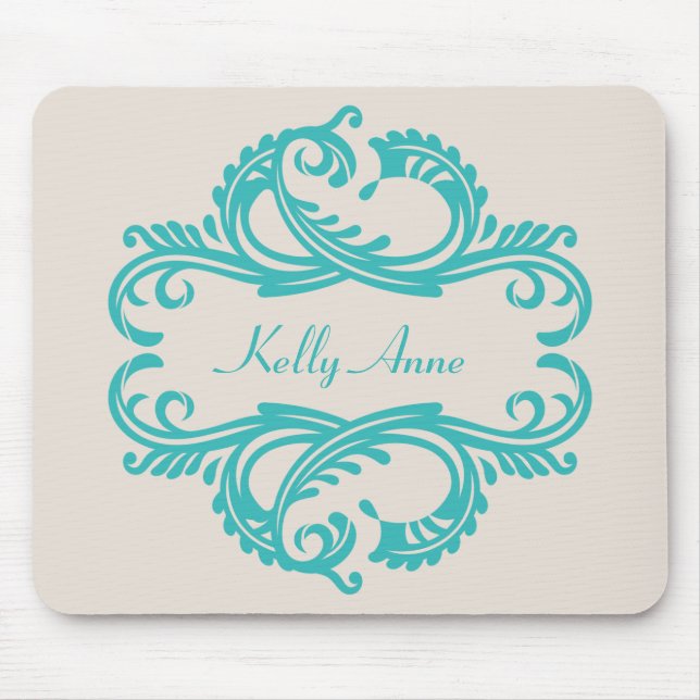 Teal Chic Damast-Mausepad Mousepad (Vorne)