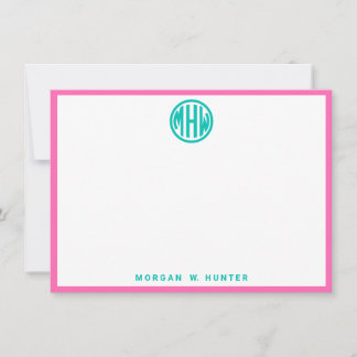 Teal Circle Monogram Font DIY BG Dankeskarte