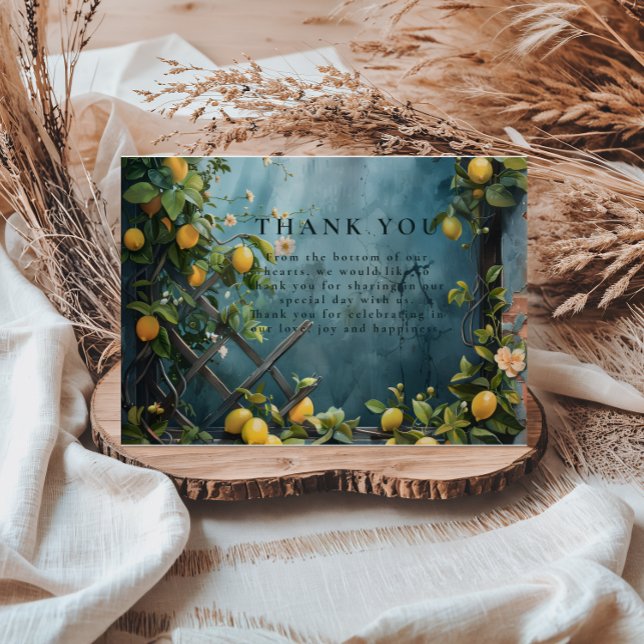 Teal Citrus Blossom Garden Wedding Dankeskarte (Von Creator hochgeladen)
