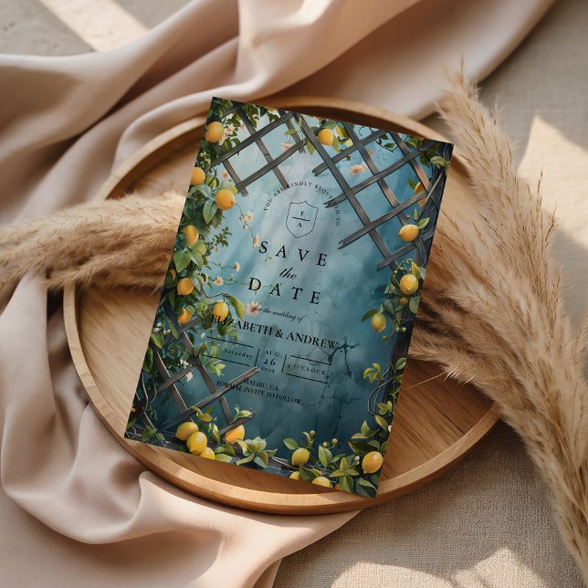 Teal Citrus Blossom Garden Wedding Save The Date (Von Creator hochgeladen)
