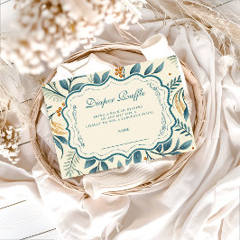 Teal Cottage Floral Baby Shower Diapper Raffle Begleitkarte