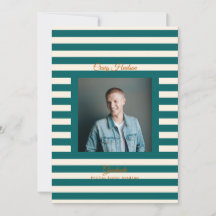 Teal Cream Preppy High School Photo Grad Cards