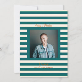 Teal Cream Preppy High School Photo Grad Cards Ankündigung