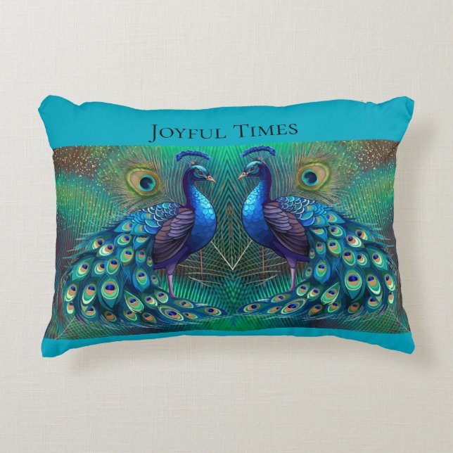 Teal cushion Peacock design Dekokissen (Vorderseite)