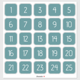 Teal Customizable Square Number Stickers Aufkleber