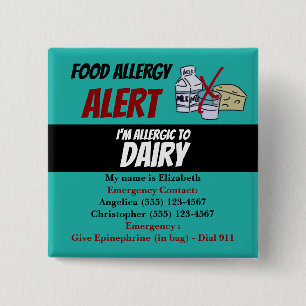 Teal Dairy Food Allergie-Warnung Button