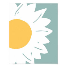 Teal Daisy – Minimalistische florale Wandkunst