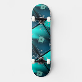 Teal & Diamanten Skateboard