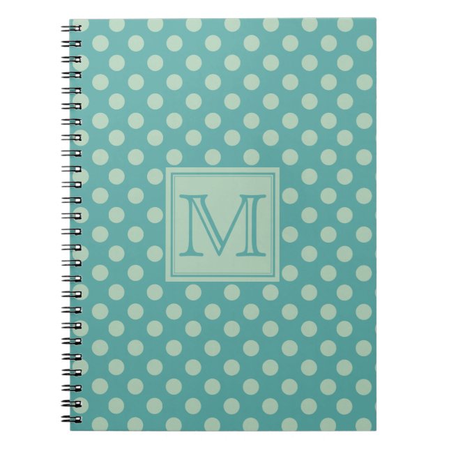 Teal Dots Pattern Monogram Notizblock (Vorderseite)