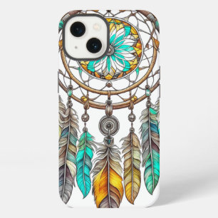 Teal Dreamcatcher Mystischer Boho Federn und Perle iPhone 13 Hülle