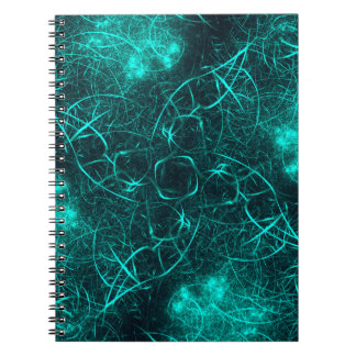 Teal Electric Energy Web Fractal Art Notizblock