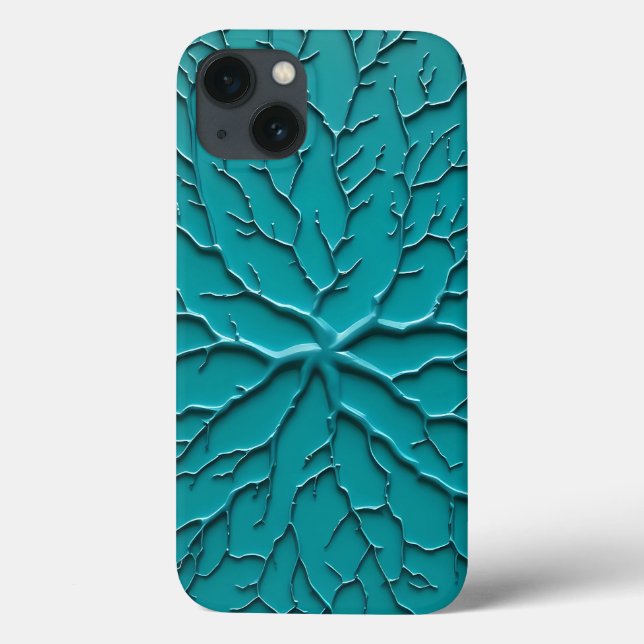 Teal Embossed Organic Style iPhone Case (Rückseite)