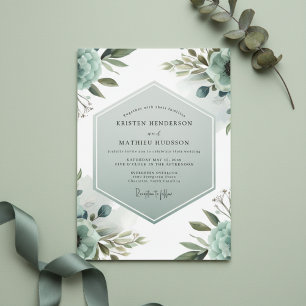 Teal Ethereal Bloom Hochzeit Einladung