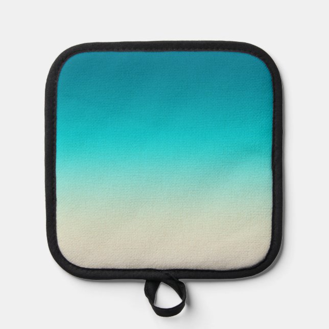 Teal Farbverlauf Modern Ombre Topflappen (Vorderseite)