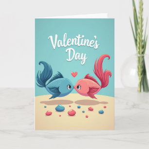 Teal Fisch Valentinstag Liebeskarte Karte