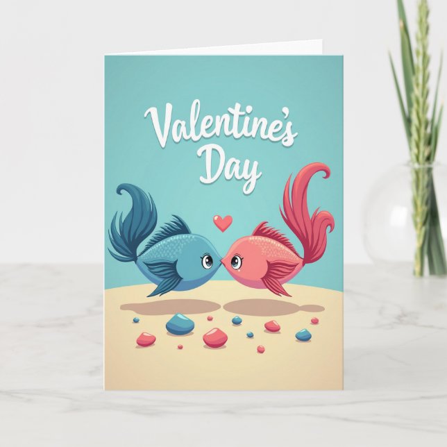 Teal Fish Valentine Love Card Karte (Vorderseite)
