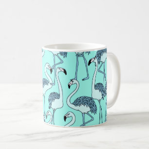 Teal-Flamingo-Muster-Tasse – Tropischer Minimalist Kaffeetasse