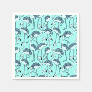 Teal Flamingo Pattern– Tropical Minimalist Serviette