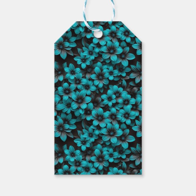 Teal Floral Gift Tags Geschenkanhänger (Vorderseite)