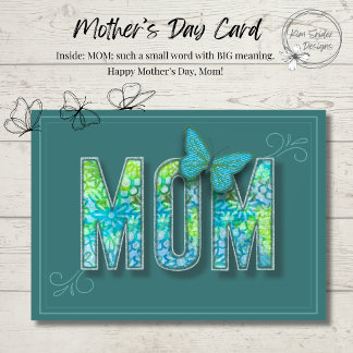 Teal Floral Mother’s Day Card with Butterfly  Karte