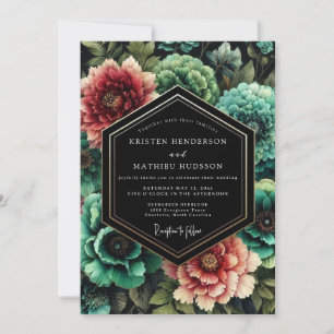 Teal Floral Nocturne Hochzeit Einladung