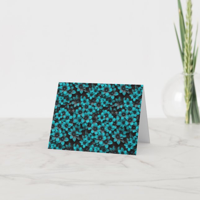 Teal Floral Thank You Card Dankeskarte (Vorderseite)