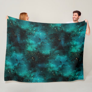 Teal Galaxy Series Design 1 Fleecedecke