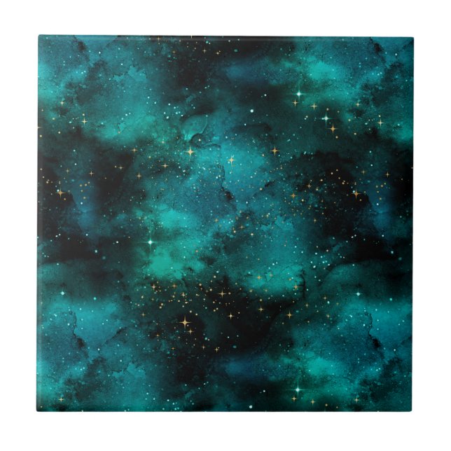 Teal Galaxy Series Design 1 Fliese (Vorderseite)
