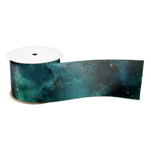 Teal Galaxy Series Design 1 Satinband