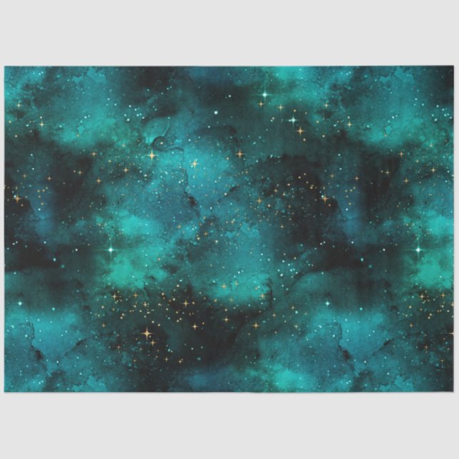 Teal Galaxy Series Design 1 Seidenpapier (Vorderseite)