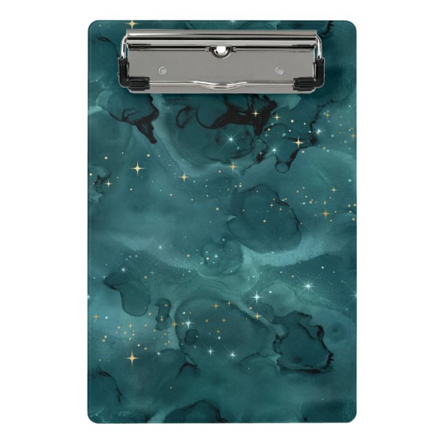 Teal Galaxy Series Design 2 Mini Klemmbrett (Vorderseite)