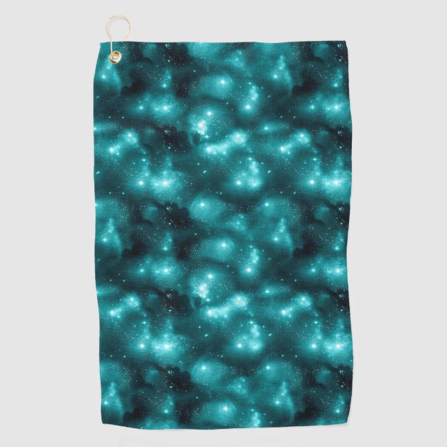 Teal Galaxy Series Design 3 Golfhandtuch (Vorderseite)