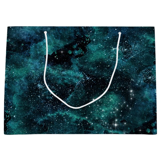 Teal Galaxy Series Design 4 Große Geschenktüte (Vorderseite)
