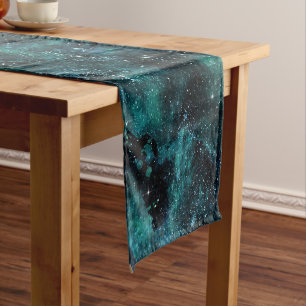 Teal Galaxy Series Design 4 Mittelgroßer Tischläufer