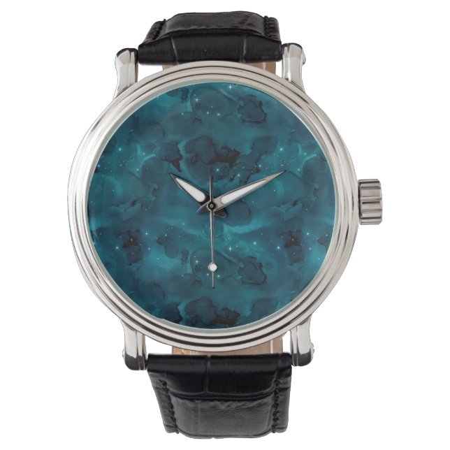 Teal Galaxy Series Design 5 Armbanduhr (Vorderseite)