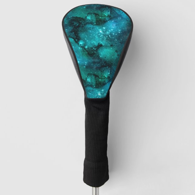 Teal Galaxy Series Design 6 Golf Headcover (Vorderseite)