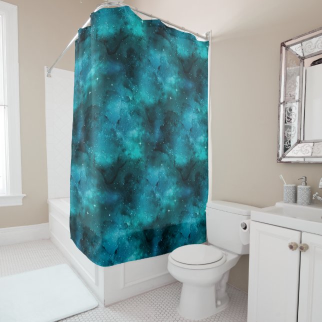 Teal Galaxy Series Design 7 Duschvorhang (Beispiel)