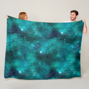 Teal Galaxy Series Design 8 Fleecedecke