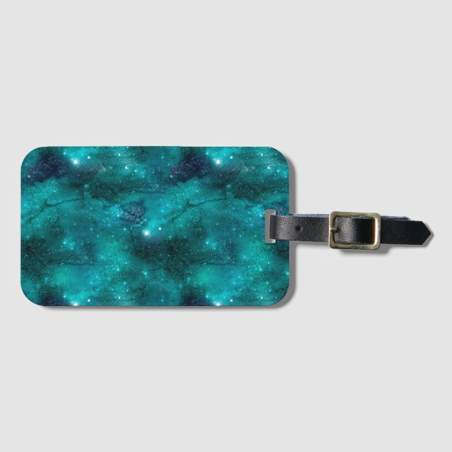 Teal Galaxy Series Design 8 Gepäckanhänger (Vorderseite (Horizontal))