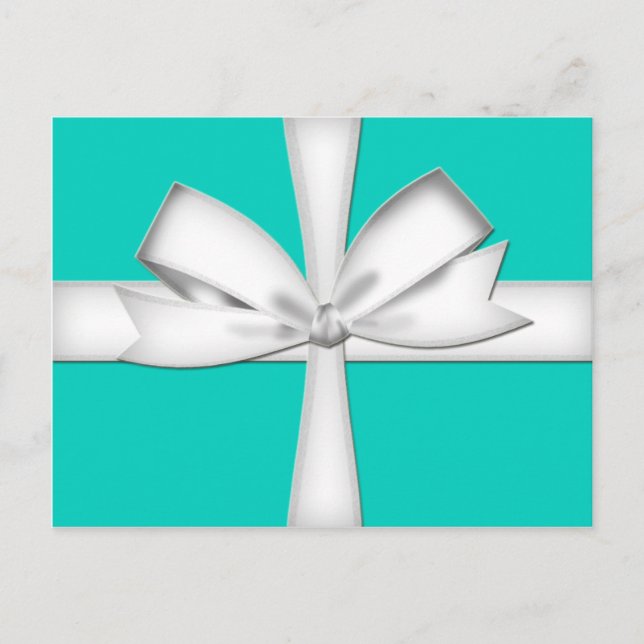 Teal Gift Card with Bow Postcard Postkarte (Vorderseite)