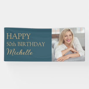 Teal Gold 50. Geburtstag Name Foto beliebig Banner