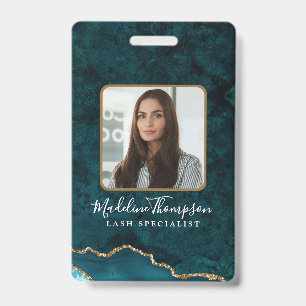 Teal Gold Achat Marmor Geschäft Firmenausweis Ausweis