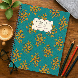 Teal Gold Boho Chic Vintage Floral Student Custom Notizbuch