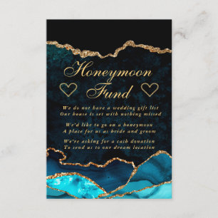 Teal Gold Faux Glitter Achat Flitterwochen-Fonds Begleitkarte