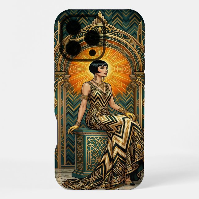Teal & Gold iPhone 16 Pro Max Hülle | Elegant Egyp (Rückseite)