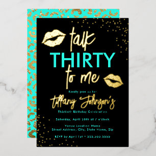 Teal Gold Talk Thirty To Me Leopard 30. Folieneinladung
