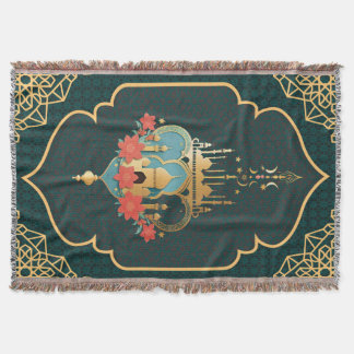 Teal-goldener geometrischer Hausteppich Mihrab Decke