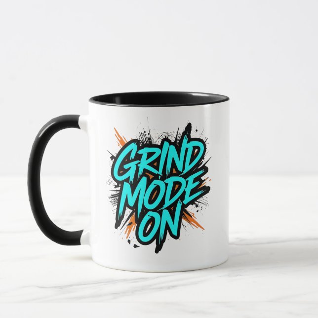 Teal Graffiti Style "Hartmodus aktiviert" Tasse (Links)